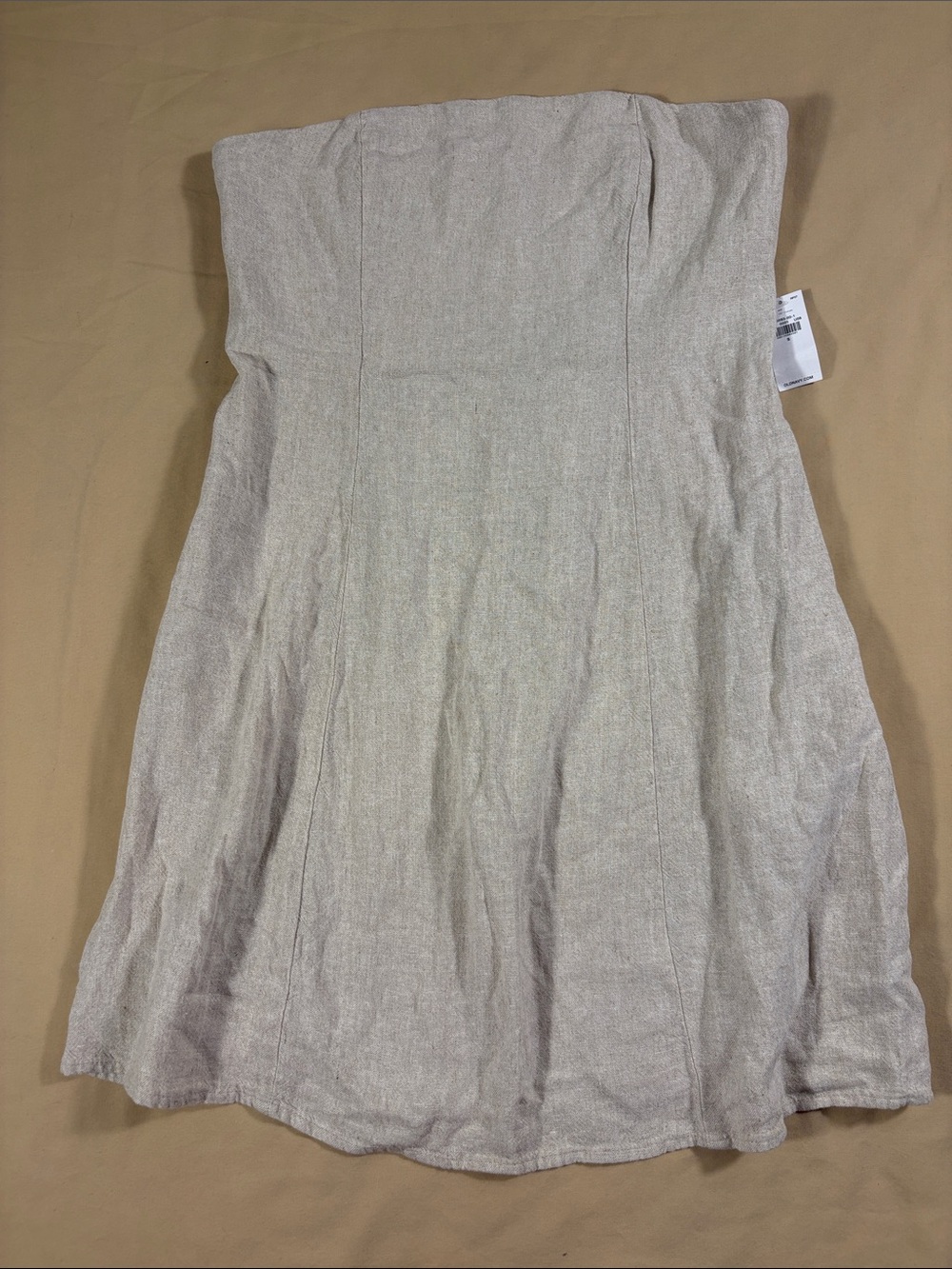 Old Navy Fit & Flare Linen-Blend Strapless Mini Dress Natural Beige Small NWT